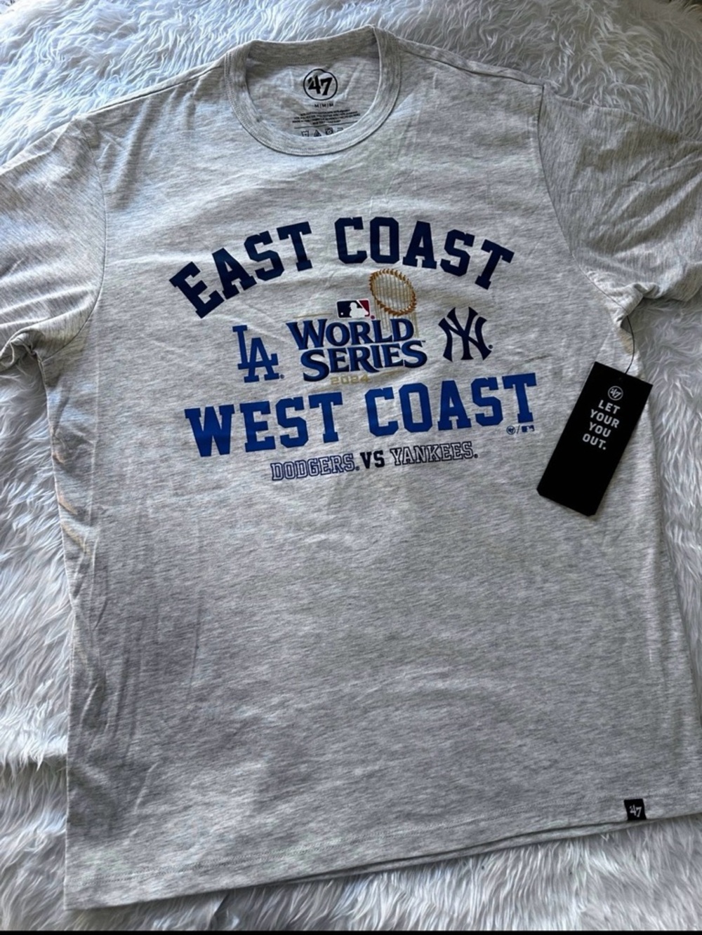 NWT '47 LA Dodgers 2024 World Series Commemorative T-Shirt  Mens S Gray